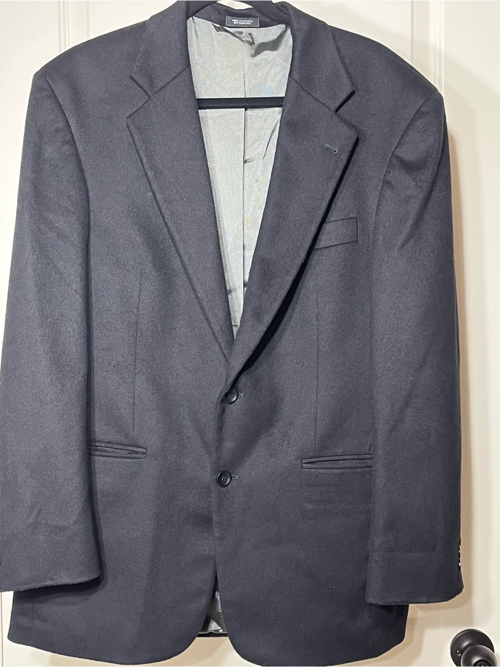Oscar de la Renta 41R Black Wool Cashmere Sport Coat Blazer 2 Button